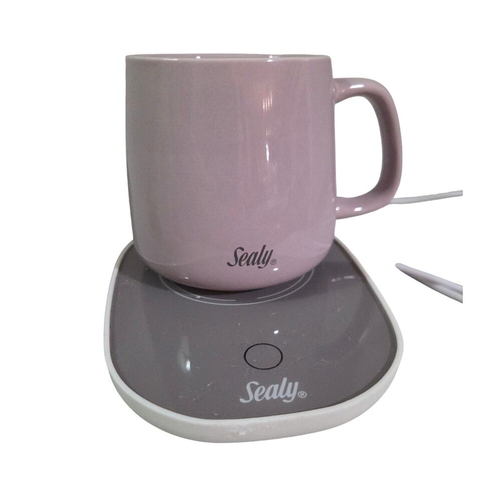 Sealy Coffee Mug Warmer 2Pc Set USB Powered Temp Control Purple Gravity Switch